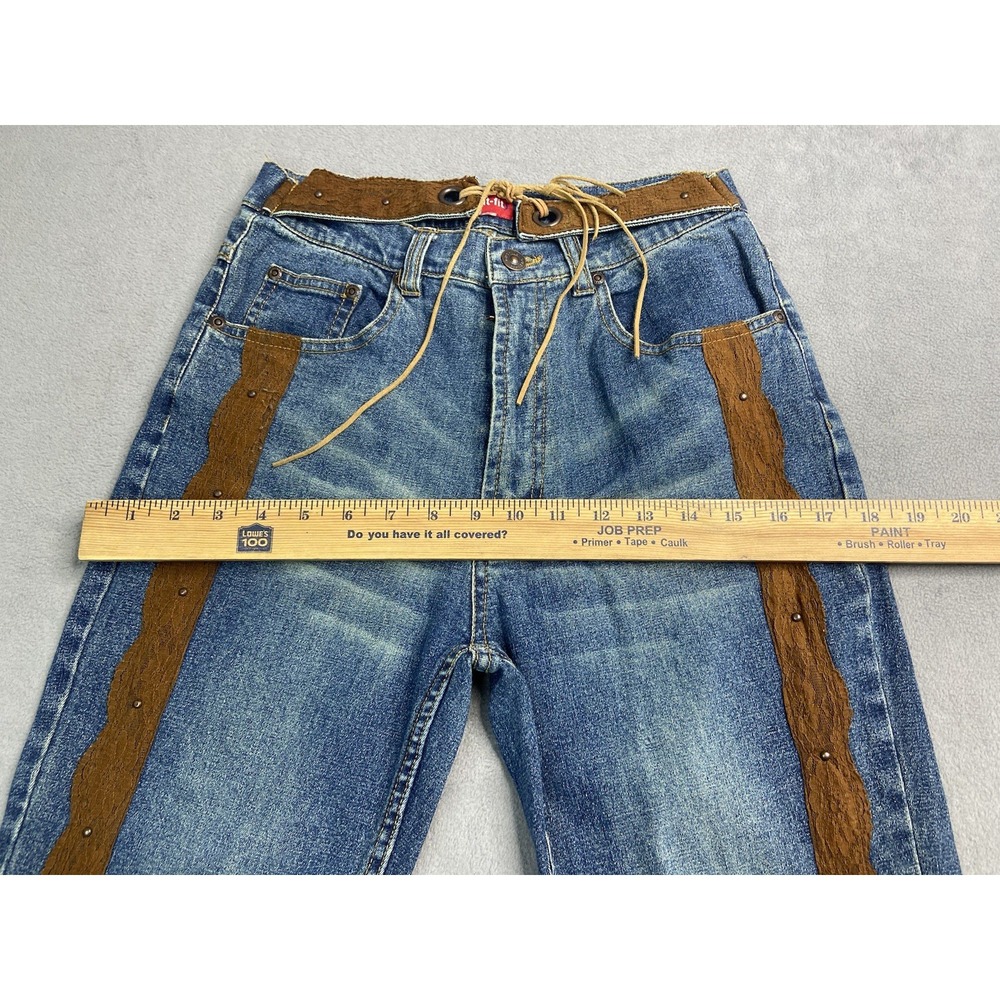 Vintage Y2K Jeans Womens 26 Flare Lace Belted Hippie Boho Festival Stretch Denim - Picture 7 of 8